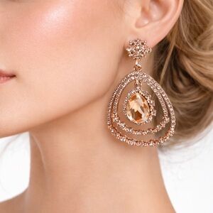 Marchesa Rose Gold Crystal Teardrop Chandelier Earrings